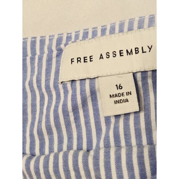 Free Assembly Lemon Embroidered Maxi Skirt 16 Blue Stripe Cottagecore Preppy - Picture 6 of 7